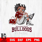 Mississippi State Bulldogs #1 Black Fan Girl Betty Boop, Svg Eps Dxf Png File, Digital Download