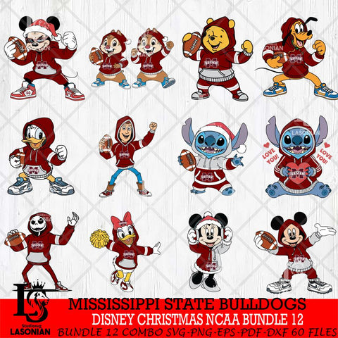 Mississippi State Bulldogs  Disney christmas NCAA Bundle File Cut, Bundle NCAA SVG DXF EPS PNG FILE, Digital Download , Criucut , Silhouette