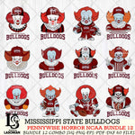Mississippi State Bulldogs  Pennywise Horror NCAA Bundle 12 SVG Svg Eps Dxf Png File, Digital Download