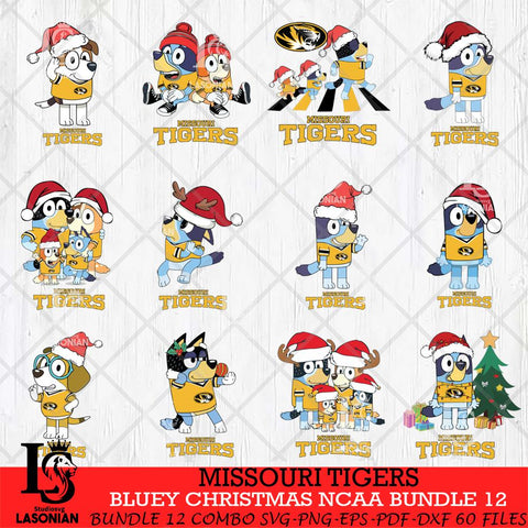 Missouri Tigers Bluey Christmas NCAA Bundle 12 Cricut File Cut Files , Bluey Cricut , Christmas Svg , Bluey svg , Digital Download, dxf eps png pdf file