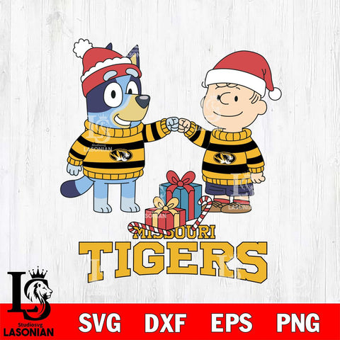 Missouri Tigers Bluey With Charlie Brown Christmas File Cut, NCAA SVG DXF EPS PNG FILE, Digital Download,Instant Download, Silhouette