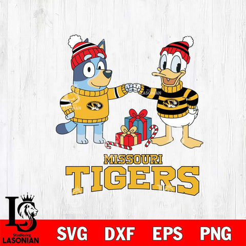 Missouri Tigers Bluey With Donald Duck Christmas File Cut, NCAA SVG DXF EPS PNG FILE, Digital Download,Instant Download, Silhouette