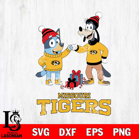 Missouri Tigers Bluey With Goofy Christmas File Cut, NCAA SVG DXF EPS PNG FILE, Digital Download,Instant Download, Silhouette