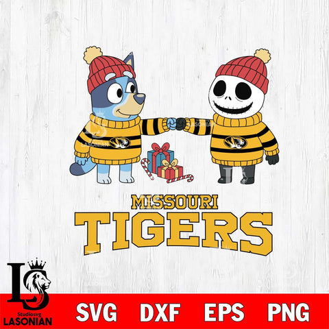 Missouri Tigers Bluey With Jack Skellington Christmas File Cut, NCAA SVG DXF EPS PNG FILE, Digital Download,Instant Download, Silhouette