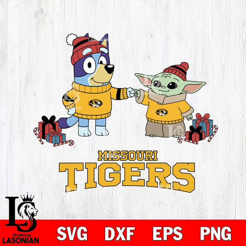 Missouri Tigers Bluey With Yoda Christmas File Cut, NCAA SVG DXF EPS PNG FILE, Digital Download,Instant Download, Silhouette