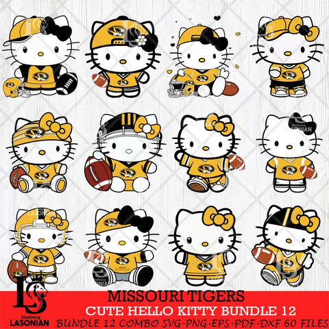 Missouri Tigers Cute Hello Kitty Bundle 12 SVG Eps Dxf Png File, NCAA Bundle svg, Digital Download, Instant Download