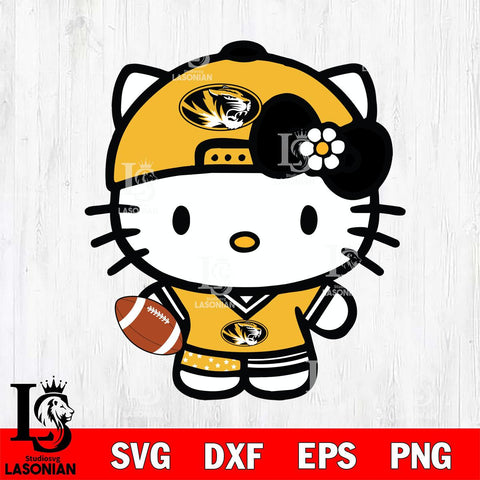 Missouri Tigers Cute Hello Kitty Football 10 Svg Eps Dxf Png File, NCAA svg, Digital Download, Instant Download