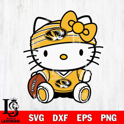 Missouri Tigers Cute Hello Kitty Football 12 Svg Eps Dxf Png File, NCAA svg, Digital Download, Instant Download