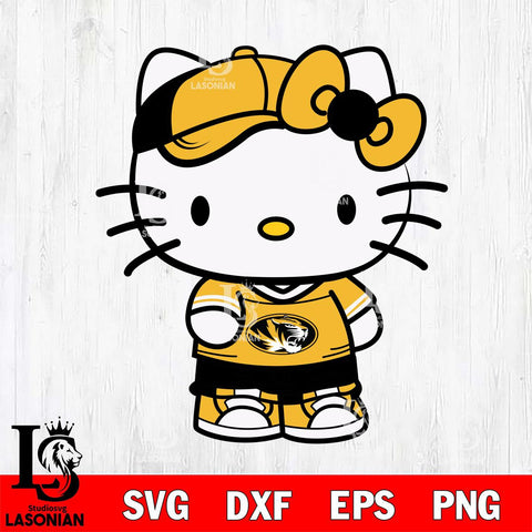 Missouri Tigers Cute Hello Kitty Football 2 Svg Eps Dxf Png File, NCAA svg, Digital Download, Instant Download