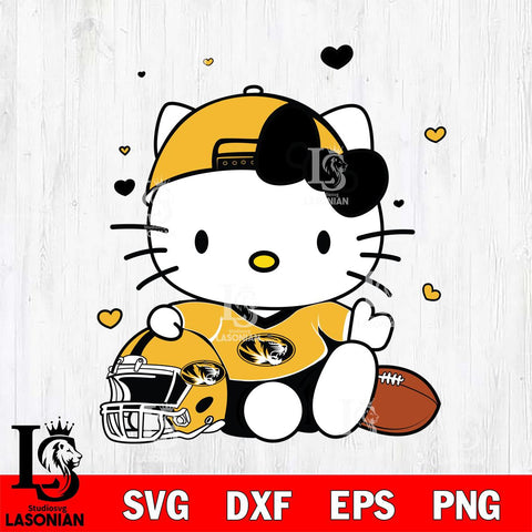 Missouri Tigers Cute Hello Kitty Football Svg Eps Dxf Png File, NCAA svg, Digital Download, Instant Download
