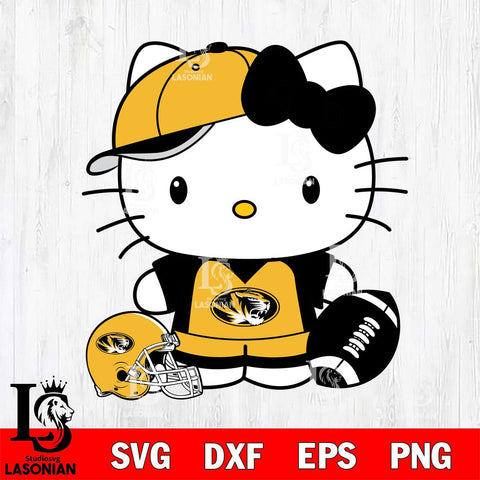 Missouri Tigers Cute Hello Kitty Football 4 Svg Eps Dxf Png File, NCAA svg, Digital Download, Instant Download