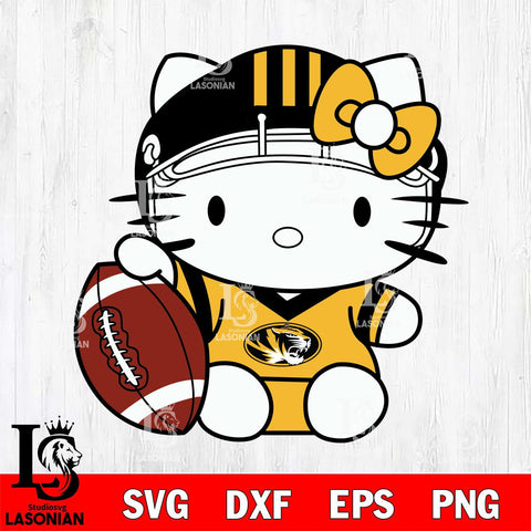 Missouri Tigers Cute Hello Kitty Football 5 Svg Eps Dxf Png File, NCAA svg, Digital Download, Instant Download