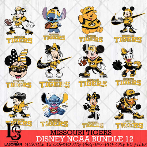 Missouri Tigers Disney NCAA Bundle Svg PNG 12 Svg Eps Dxf Png File, Digital Download