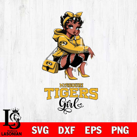 Missouri Tigers Fashion Black Fan Girl Betty Boop, Svg Eps Dxf Png File, Digital Download