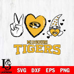 Missouri Tigers Gnomes Peace & Love Svg Eps Dxf Png File, Digital Download, Instant Download