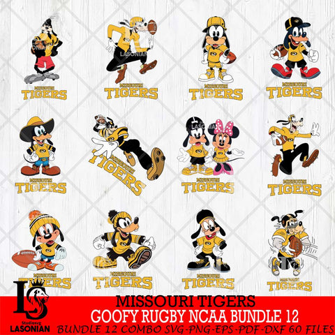 Missouri Tigers Goofy Rugby Disney NCAA Bundle 12 SVG DXF EPS PNG FILE,NCAA bundle svg ,Football Digital Download,Instant Download, Silhouette