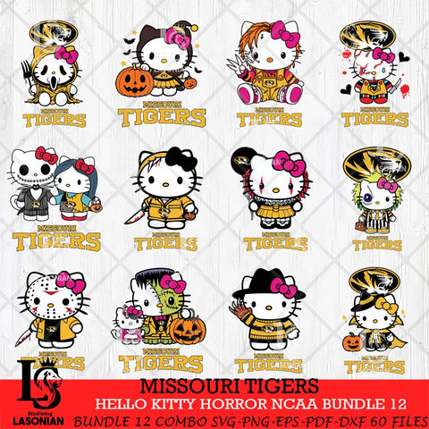 Missouri Tigers Hello Kitty Horror NCAA Bundle 12 SVG Svg Eps Dxf Png File, Digital Download
