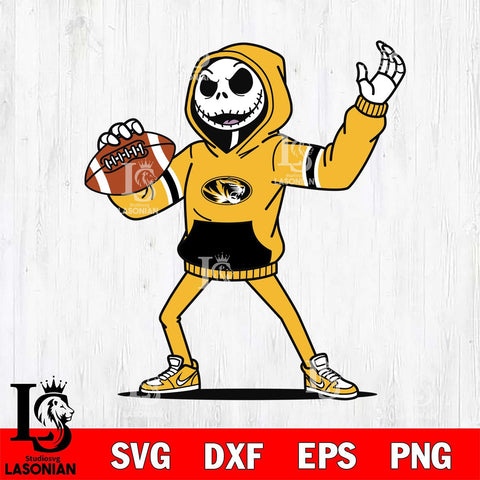 Missouri Tigers Jack Skellington Football Christmas File Cut, NCAA SVG DXF EPS PNG FILE, Digital Download , Criucut , Silhouette