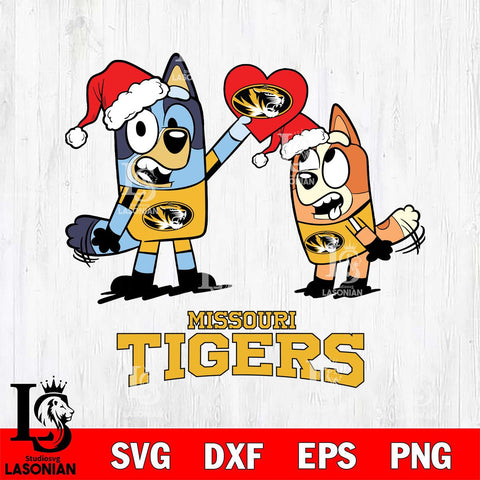 Missouri Tigers Love Bluey Christmas Svg Eps Dxf Png File, Digital Download