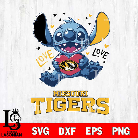 Missouri Tigers Love Stitch, Svg Eps Dxf Png File, Digital Download