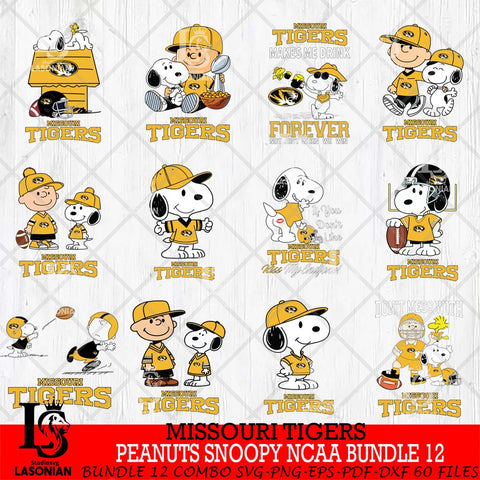 Missouri Tigers Peanuts Snoopy Player NCAA Bundle 12 SVG DXF EPS PNG FILE,Snoopy File Cut, bundle NCAA Digital Download,Instant Download, Silhouette
