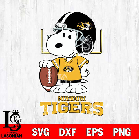 Missouri Tigers Snoopy Player Football SVG DXF EPS PNG FILE,Snoopy File Cut, NCAA Digital Download,Instant Download,Christmas Silhouette