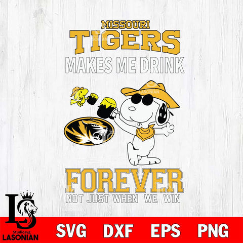 Missouri Tigers Snoopy makes me drink forever SVG DXF EPS PNG FILE,Snoopy File Cut, NCAA Digital Download,Instant Download,Christmas Silhouette