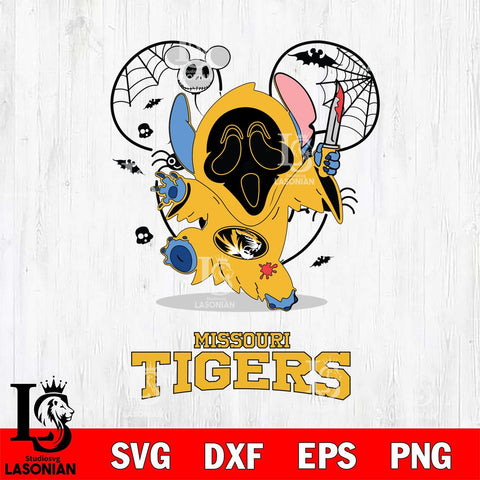 Missouri Tigers Stitch Ghost Face Halloween 2 Svg Eps Dxf Png File, Digital Download, Instant Download