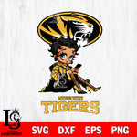 Missouri Tigers Style Black Fan Girl Betty Boop, Svg Eps Dxf Png File, Digital Download