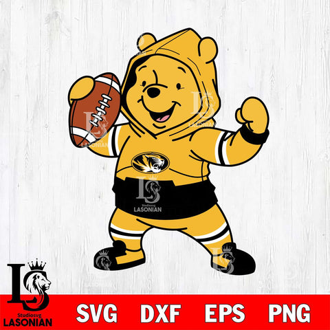 Missouri Tigers Winnie The Pooh Disney Football Christmas File Cut, NCAA SVG DXF EPS PNG FILE, Digital Download , Criucut , Silhouette