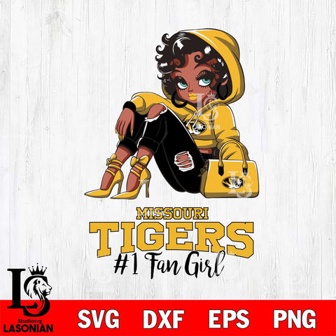 Missouri Tigers #1 beauty Black Fan Girl, Svg Eps Dxf Png File, Digital Download