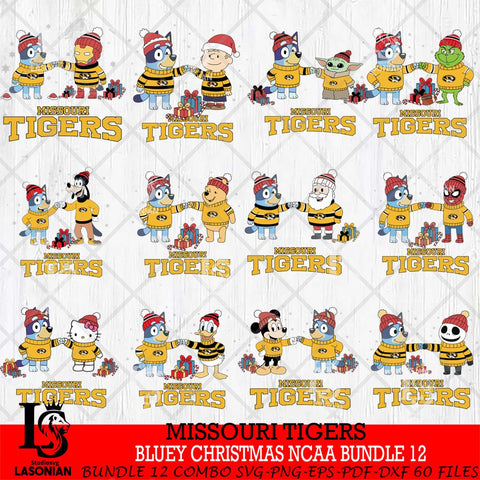Missouri Tigers  Bluey friends christmas NCAA Bundle File Cut,Bundle NCAA SVG DXF EPS PNG FILE, Digital Download,Instant Download, Silhouette