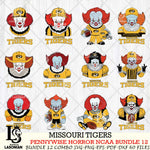 Missouri Tigers  Pennywise Horror NCAA Bundle 12 SVG Svg Eps Dxf Png File, Digital Download