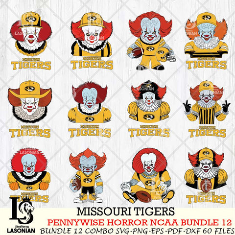 Missouri Tigers  Pennywise Horror NCAA Bundle 12 SVG Svg Eps Dxf Png File, Digital Download