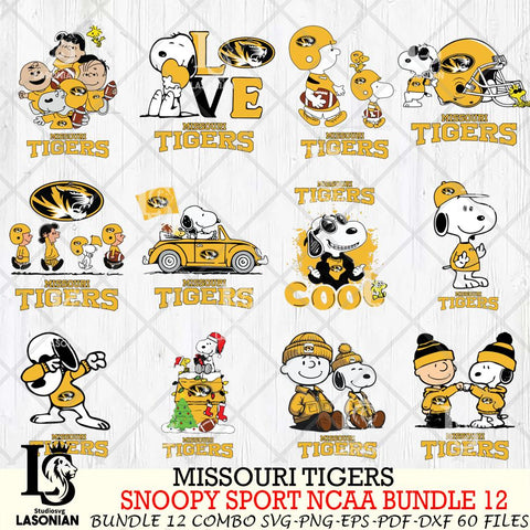 Missouri Tigers  Snoopy NCAA Bundle 12 SVG Svg Eps Dxf Png File, Digital Download