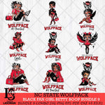 NC State Wolfpack Black Fan Girl Betty Boop Bundle 9, Svg Eps Dxf Png File, Digital Download