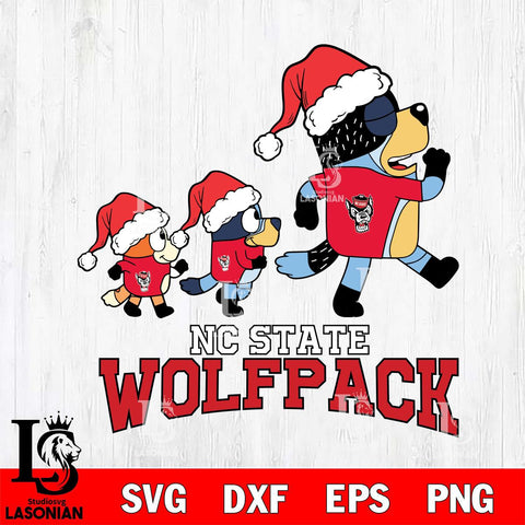 NC State Wolfpack Bluey Family Christmas Svg Eps Dxf Png File, Digital Download