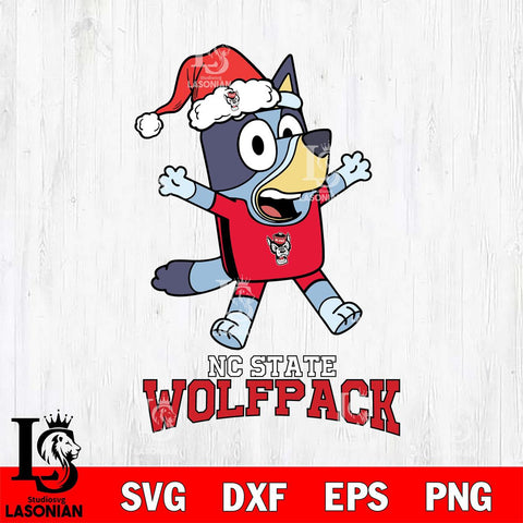 NC State Wolfpack Bluey Happy Christmas Svg Eps Dxf Png File, Digital Download