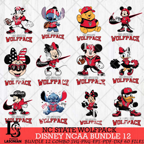 NC State Wolfpack Disney NCAA Bundle Svg PNG 12 Svg Eps Dxf Png File, Digital Download