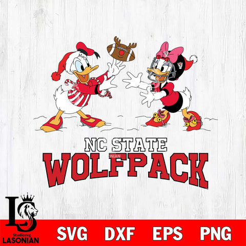 NC State Wolfpack Donald Duck & Daisy Duck Football Cricut,Christmas SVG DXF EPS PNG FILE, NCAA Digital Download,Instant Download, Silhouette