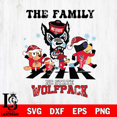 NC State Wolfpack Family Bluey Christmas Svg Eps Dxf Png File, Digital Download