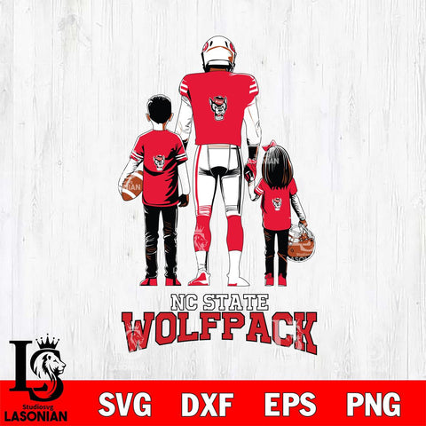 NC State Wolfpack Father And Child Football SVG DXF EPS PNG FILE,NCAA SVG, Father day Digital Download,Instant Download, Silhouette