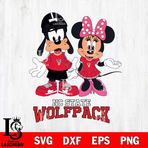 NC State Wolfpack Goofy and Minnie mouse Football SVG DXF EPS PNG FILE,NCAA svg ,Football Digital Download,Instant Download, Silhouette