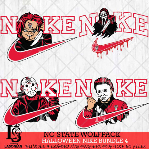 NC State Wolfpack Halloween Nike NCAA Bundle 4 Svg Eps Dxf Png File, Digital Download, Instant Download