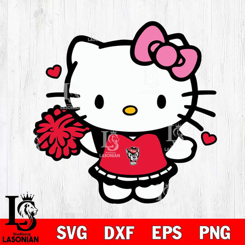 NC State Wolfpack Hello Kitty Cheerleader 6 Svg Eps Dxf Png File, Digital Download, Instant Download