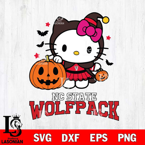 NC State Wolfpack Hello Kitty Horror 1 Svg Eps Dxf Png File, Digital Download