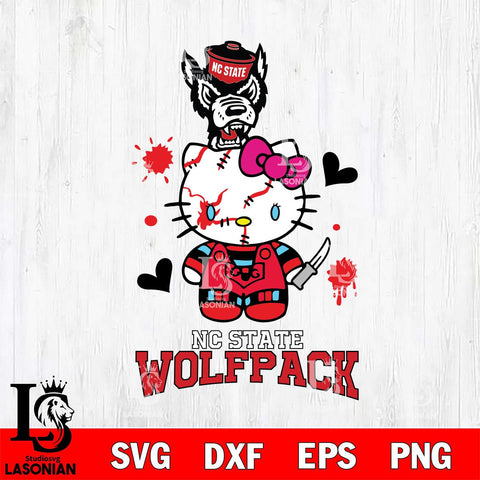 NC State Wolfpack Hello Kitty Horror 2 Svg Eps Dxf Png File, Digital Download