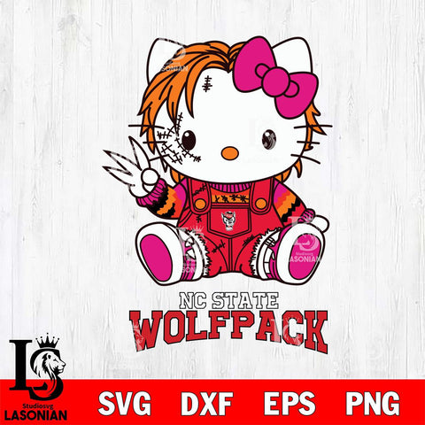 NC State Wolfpack Hello Kitty Horror Svg Eps Dxf Png File, Digital Download
