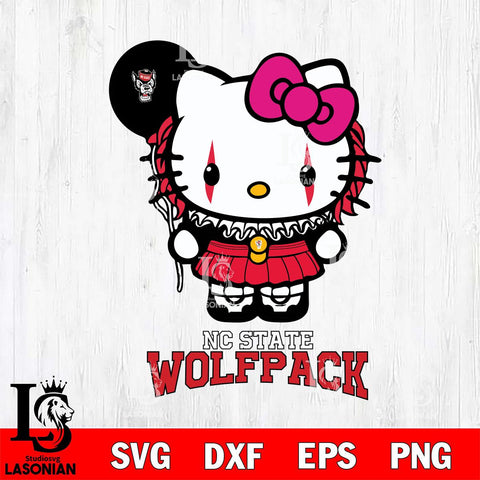 NC State Wolfpack Hello Kitty Horror 7 Svg Eps Dxf Png File, Digital Download