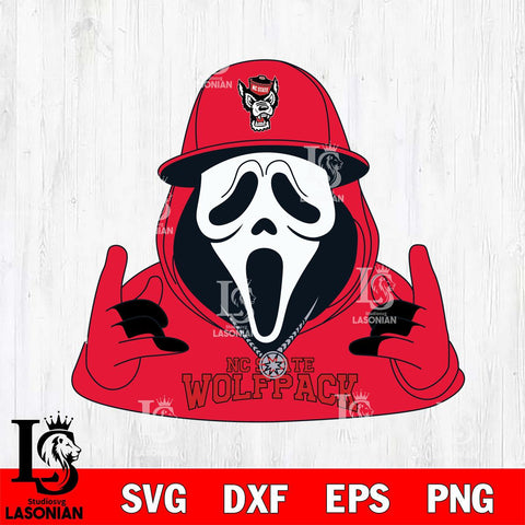NC State Wolfpack Horror Character Ghostface Sport Svg Eps Dxf Png File, NCAA svg, Digital Download, Instant Download